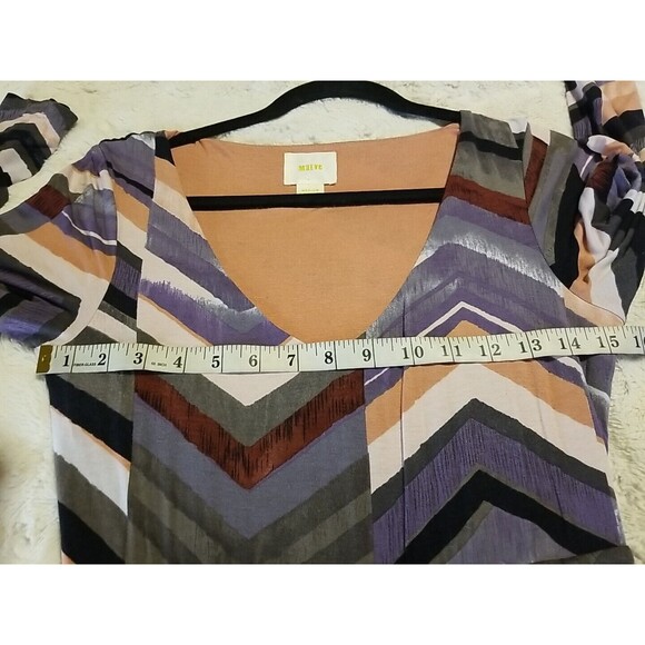 Anthropologie Maeve Maxi Dress Size Medium Purple Pink Boho Novela Chevron - Picture 12 of 14